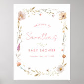 Boho Flower Baby Shower Welcome Poster (Voorkant)