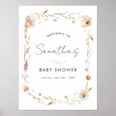 Boho Flower Baby Shower Welcome Poster (Voorkant)