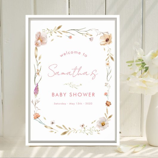 Boho Flower Baby Shower Welcome Poster