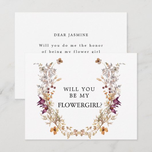 Boho Flower ben jij mijn Bloemenmeisje Kaart (Voorkant / Achterkant)