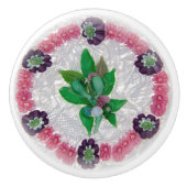 Boho Flower Border Pink Buds Victoriaans Keramische Knop (Voorkant)