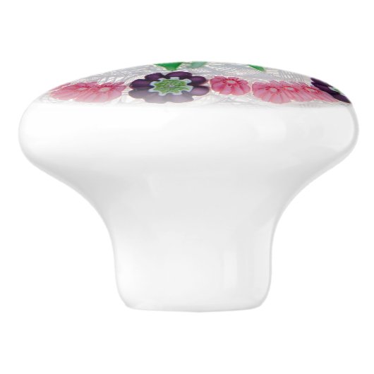 Boho Flower Border Pink Buds Victoriaans Keramische Knop (Zijkant)