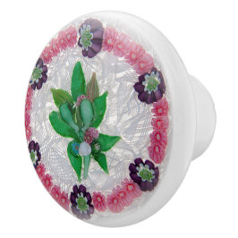 Boho Flower Border Pink Buds Victoriaans Keramische Knop