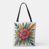 Boho Flower Clipart Tote Bag (Achterkant)