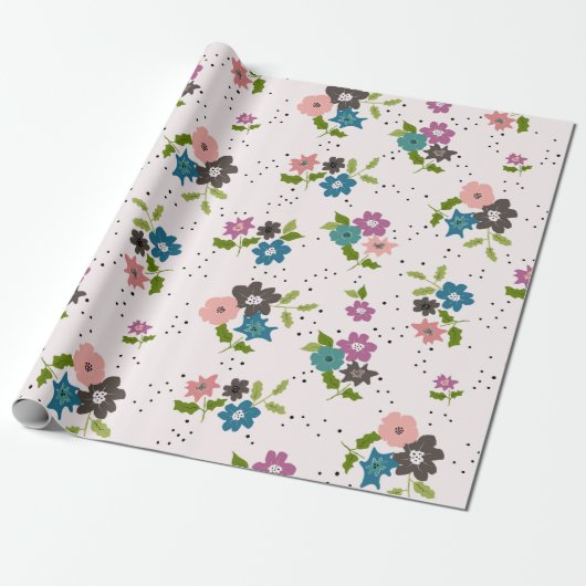 Boho Flower Clusters Cadeaupapier (Uitgerold)