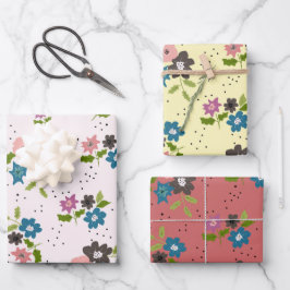 Boho Flower Clusters Inpakpapier Vel