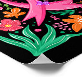 Boho Flower Coquette Bow Borstkanker Bewustzijn W Poster (Hoek)