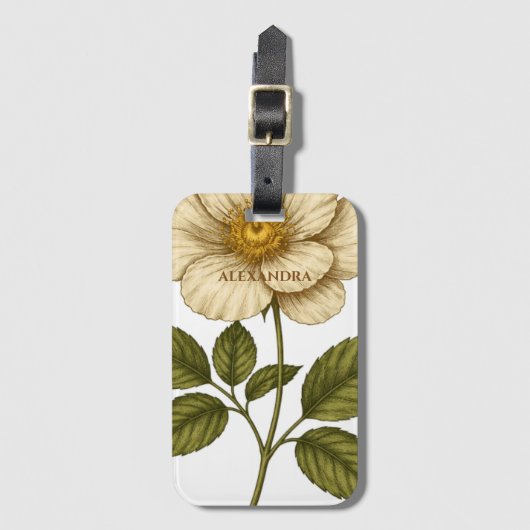 Boho Flower Custom Name Bagagelabel (Voorkant (verticaal))