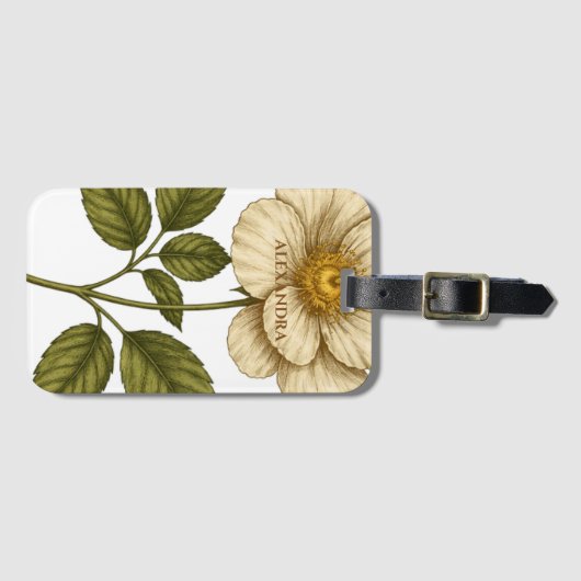 Boho Flower Custom Name Bagagelabel (Voorkant (horizontaal))