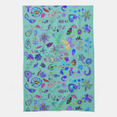 Boho Flower Doodles Theedoek (Verticaal)