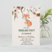 Boho flower fox doucheuitnodiging kaart (Staand voorkant)