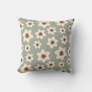 Boho flower - groene ondergrond kussen