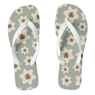 Boho flower - groene ondergrond teenslippers