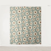 Boho flower - groene ondergrond wandkleed (Voorkant)