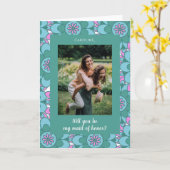 Boho Flower Groovy Photo Bridal Party Voorstel Kaart (Gele Bloem)