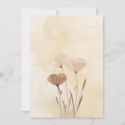 Boho Flower Herfst Waterverf bruiloft Kaart (Achterkant)