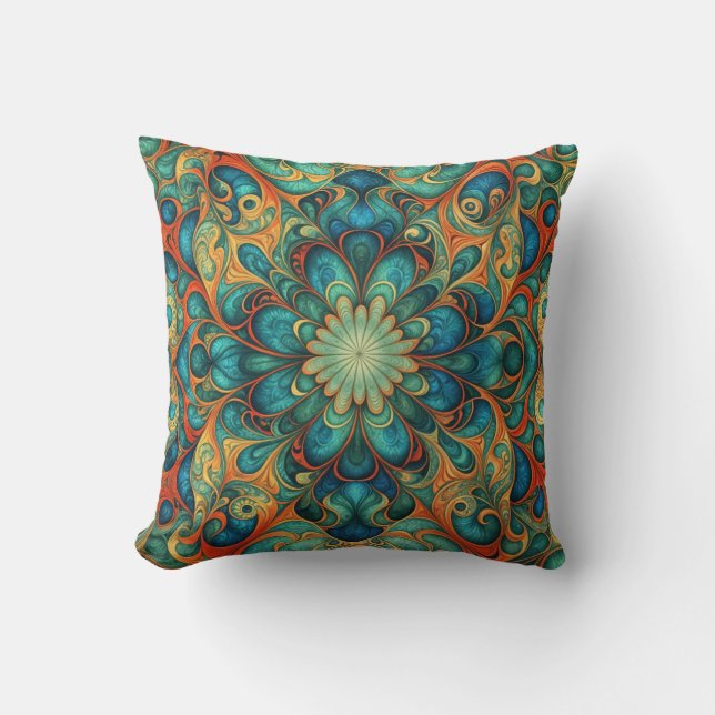 Boho Flower Kleurrijke wervelingen Kussen (Voorkant)
