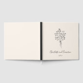 Boho Flower Line Art Drawing Custom Ivory Wedding  Gastenboek (Volledig)