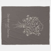 Boho Flower Line Art Drawing Personalized Brown Fleece Deken (Voorkant (Horizontaal))