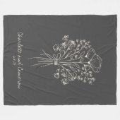 Boho Flower Line Art Drawing Personalized Names Fleece Deken (Voorkant (Horizontaal))