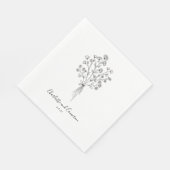 Boho Flower Line Art Drawing Personalized Wedding Servet (Hoek)