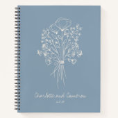 Boho Flower Line Art Gepersonaliseerde bruiloft Bl Notitieboek (Voorkant)