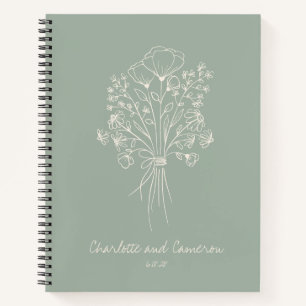 Boho Flower Line Art Gepersonaliseerde Wedding Sag Notitieboek