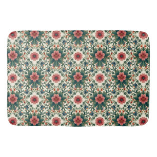 Boho Flower Magic - in tinten groen en roze Badmat