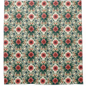 Boho Flower Magic - in tinten groen en roze Douchegordijn (Voorkant)