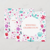 Boho Flower Meadow Waterverf Blauwgroen Weddenscha Kaart (Voorkant / Achterkant)