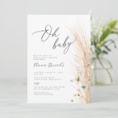 Boho flower minimalist Oh Baby baby shower Kaart (Staand voorkant)