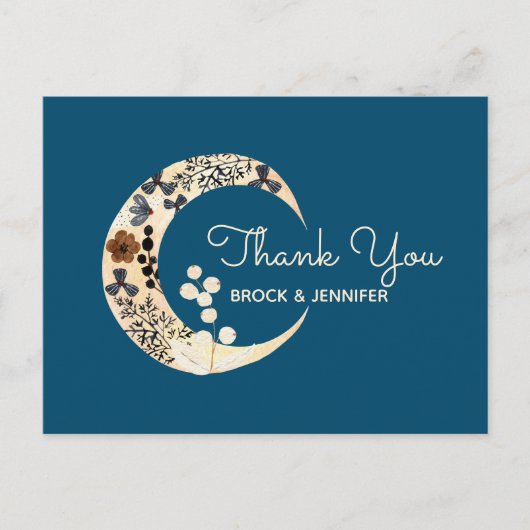 Boho Flower Moon Wedding Bedankt Briefkaart (Voorkant)