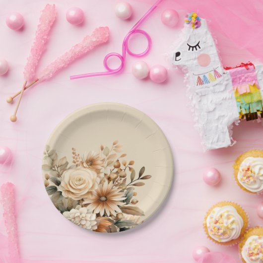 Boho Flower Papieren Bordje (Feest)