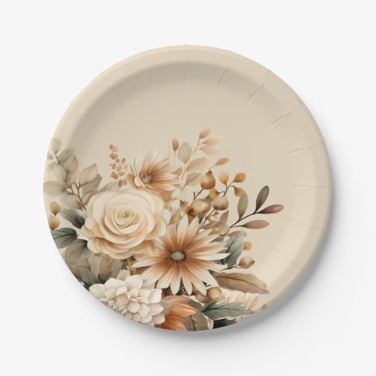 Boho Flower Papieren Bordje (Voorkant)