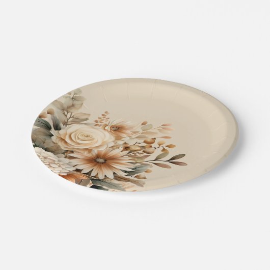 Boho Flower Papieren Bordje (Gekanteld)