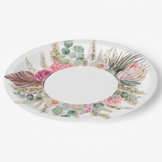 Boho Flower Party Borden Papieren Bordje (Gekanteld)