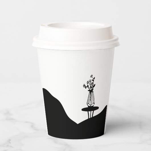 Boho Flower pot on table Papieren Bekers (Achterkant)