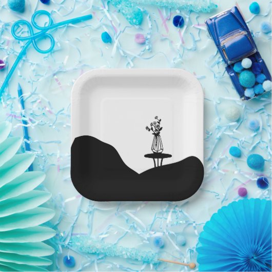 Boho Flower pot on table Papieren Bordje (Feest)