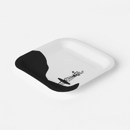 Boho Flower pot on table Papieren Bordje (Gebogen)