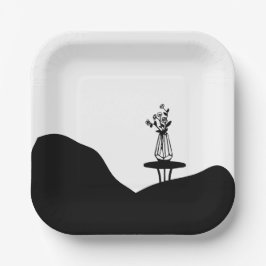 Boho Flower pot on table Papieren Bordje