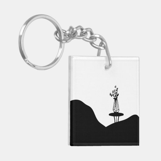 Boho Flower pot on table Sleutelhanger (Voorkant Links)