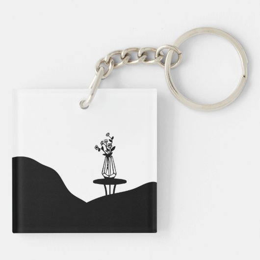 Boho Flower pot on table Sleutelhanger (Achterkant)