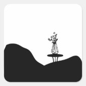 Boho Flower pot on table Vierkante Sticker (Voorkant)