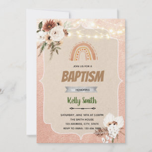 Boho flower regenboogbaptisme-uitnodiging kaart