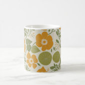  Boho Flower Sinaasappel kleur bloemenpatroon Koffiemok (Center)