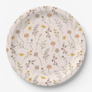 Boho Flower Waterverf Wildflower Papieren Bordje