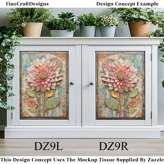 Boho Flower with Artisan Texture DZ9L Decoupage Tissuepapier