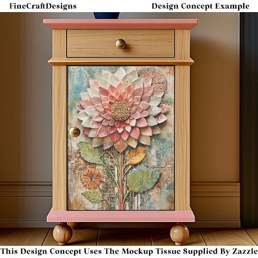 Boho Flower with Artisan Texture DZ9L Decoupage Tissuepapier