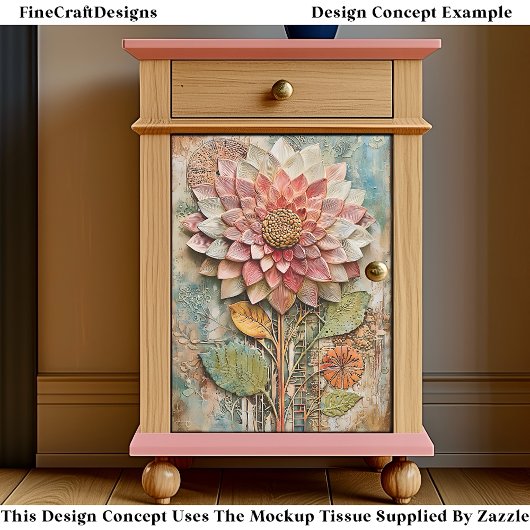 Boho Flower with Artisan Texture DZ9R Decoupage Tissuepapier