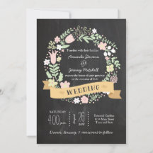 Boho Flower Wreath Rustic Chalkboard Wedding